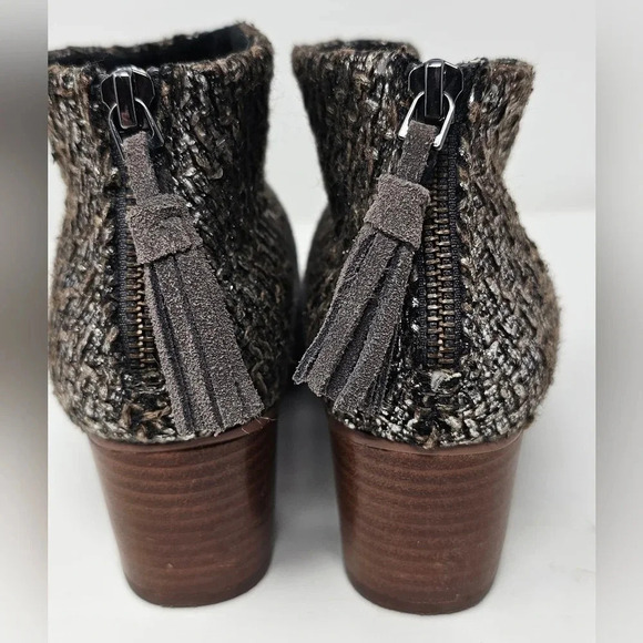 Tom’s Leila Back Zip Felt Wool Ankle Boots Booties Stacked Heel Gray Size 6.5 - Picture 6 of 10